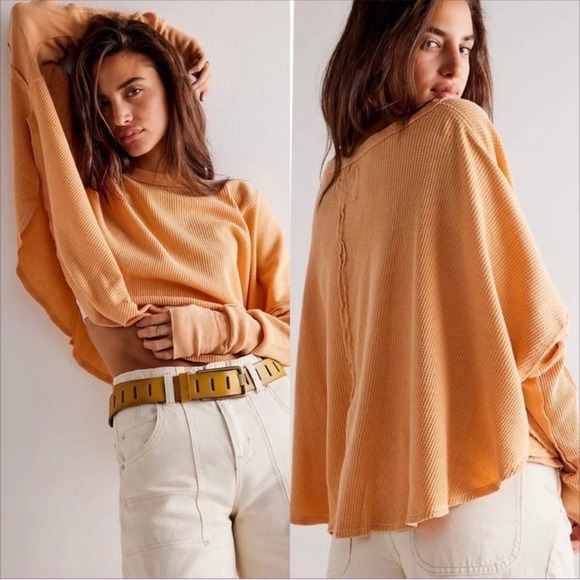 Free People We The Free Microphone Thermal Long Sleeve Tee NWOT Size Medium - Picture 1 of 5